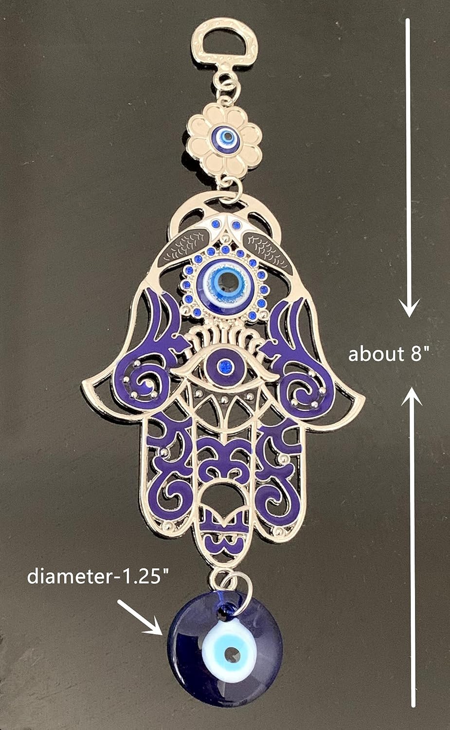 Betterdecor Blue Evil Eye Hamsa Hand Wall Hanging