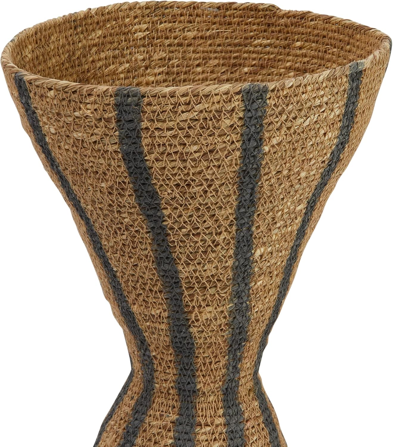 Bloomingville Hourglass Shape Seagrass Vase with Stripes