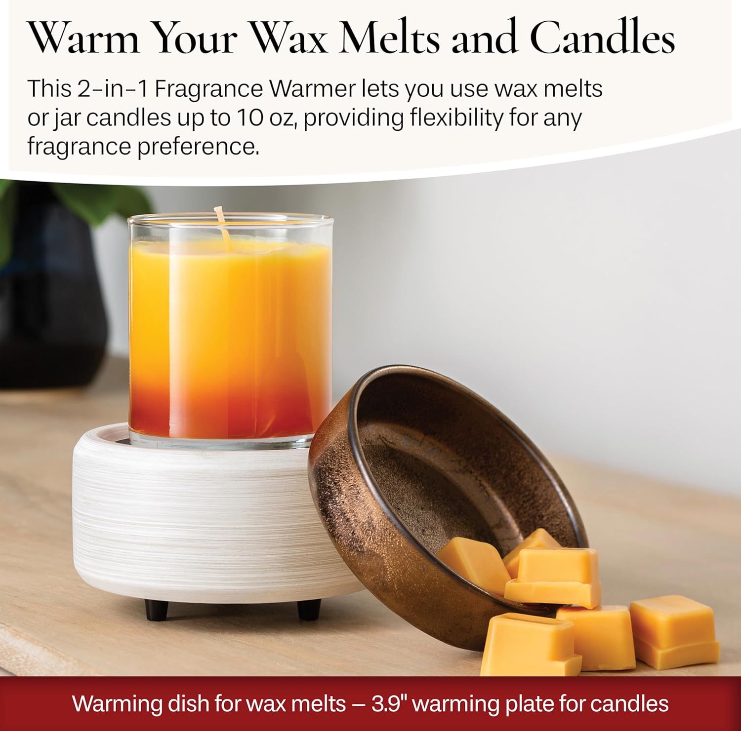 2-In-1 Candle and Fragrance Warmer with Whitewashed Bronze