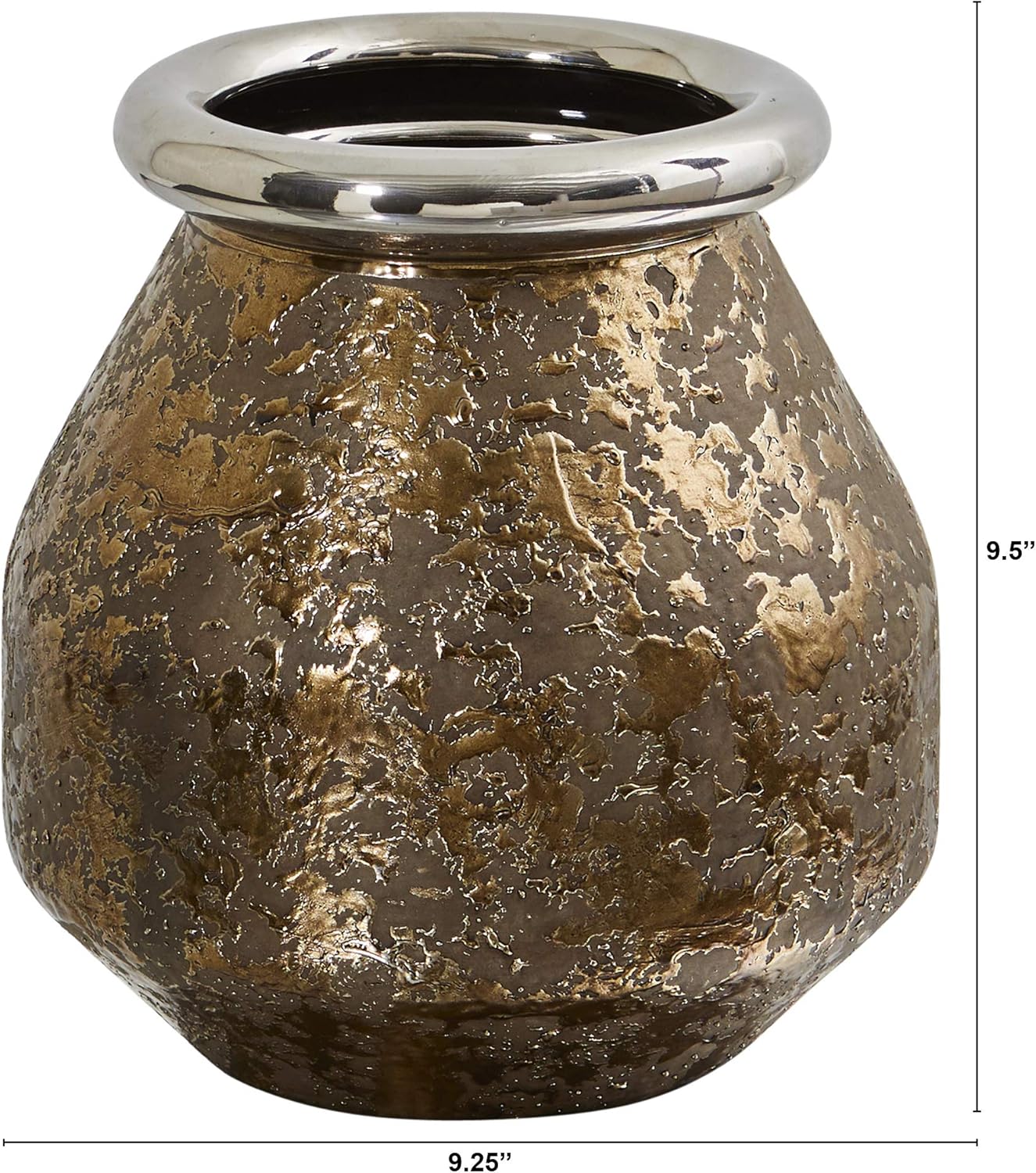 Nearly Natural 95in Textured Bronze Vase with Silver Rim