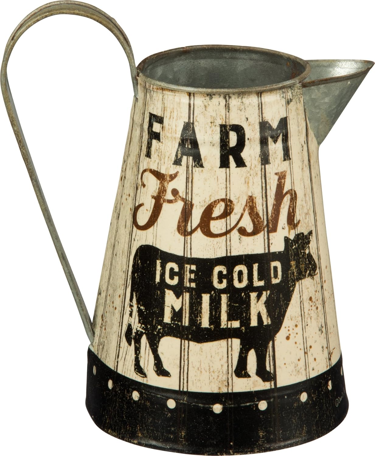 Rustic Distressed Metal Milk Pitcher Water Vase Jug