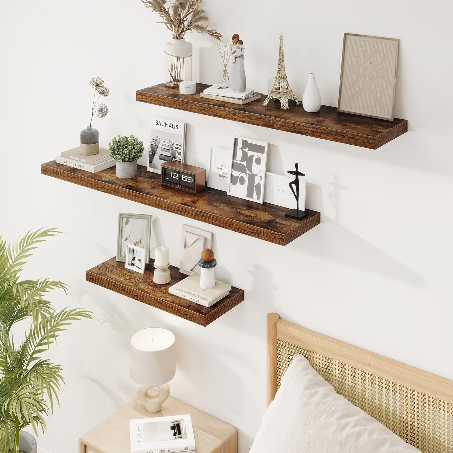 Marsmiles 30 Inch Floating Shelves 2 Pack Rustic Brown