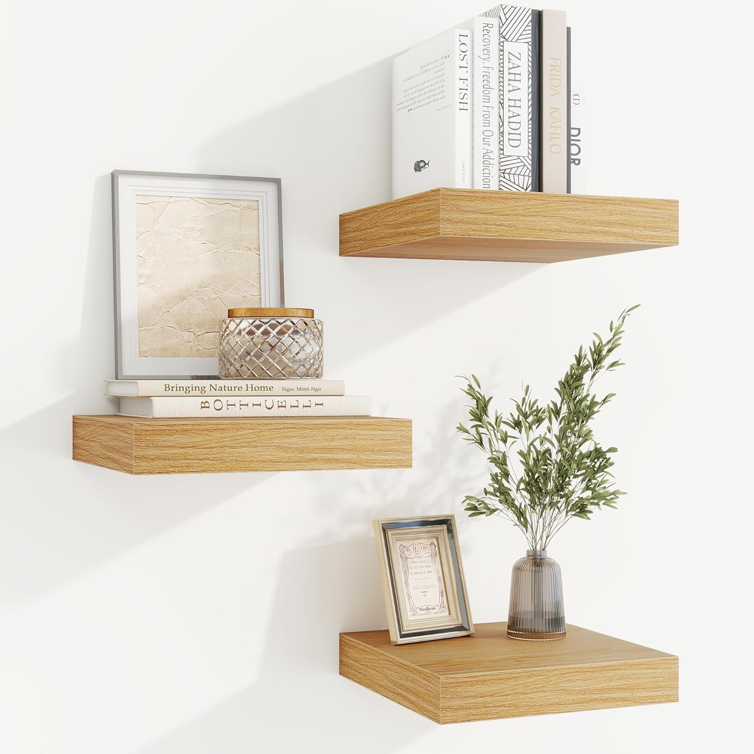 Fuqing Floating Shelves Wall Mounted Oak 65 Inch Set of 3
