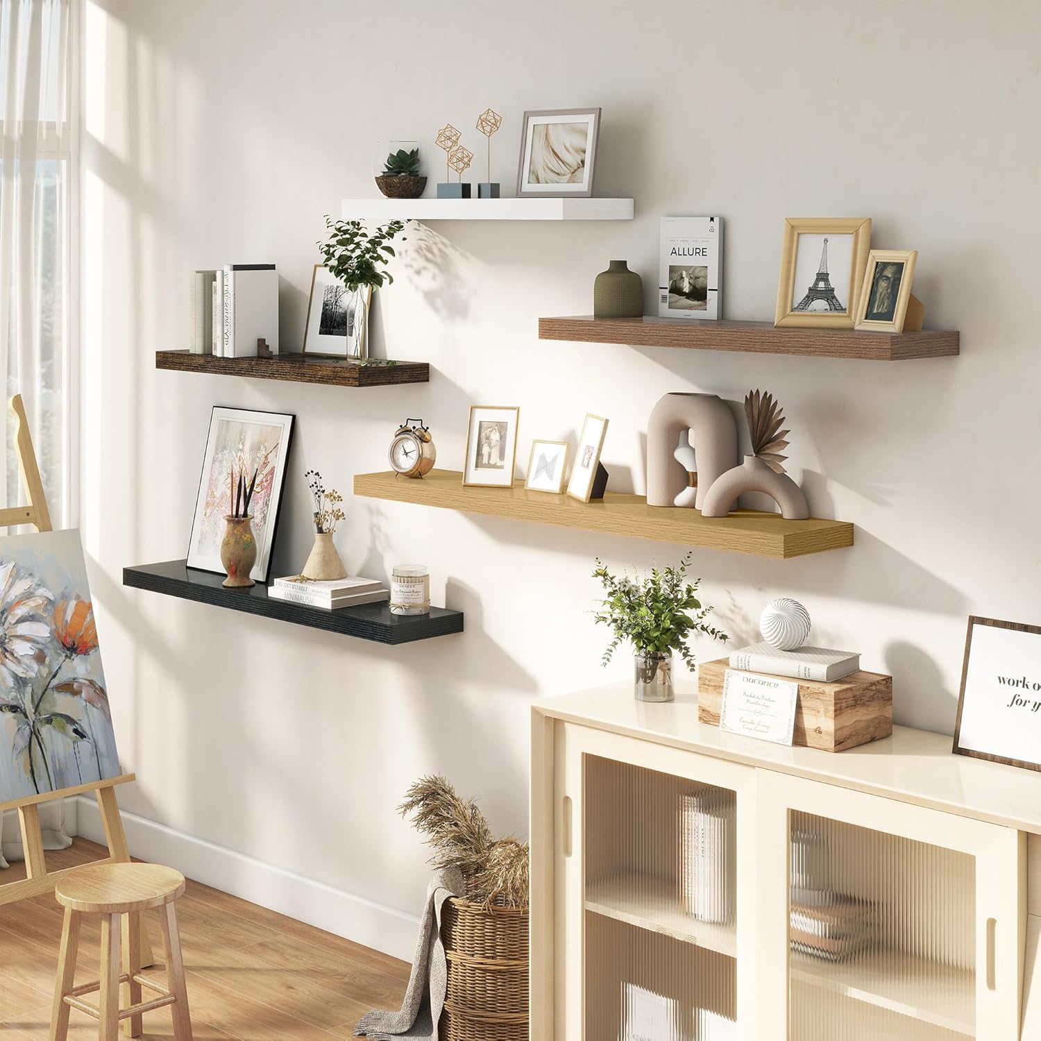 Dreamland 36 Inch Floating Shelves Set of 2 Oak