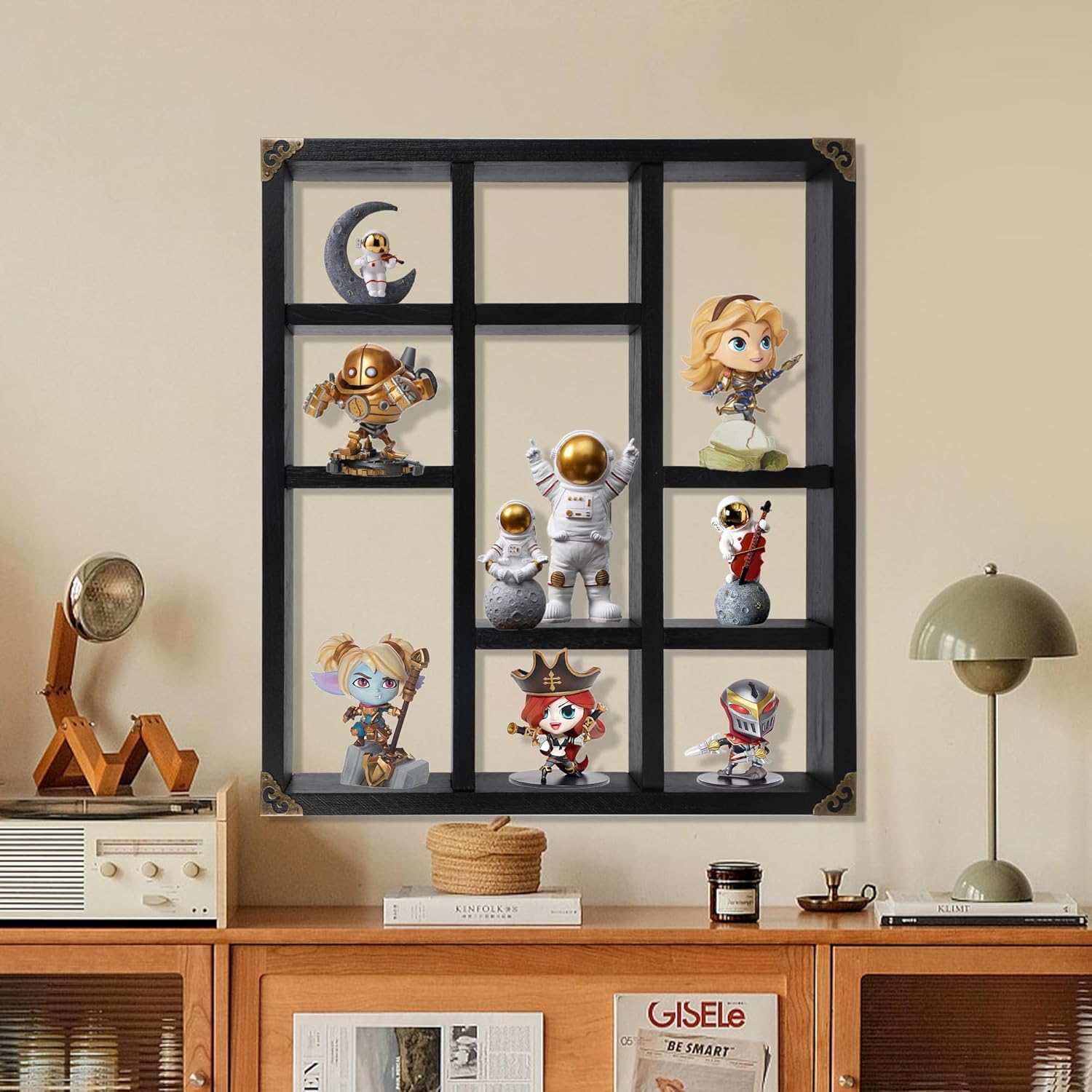MITREL 177x157-Inch Shadow Box Shelf Set of 2 Classic Black