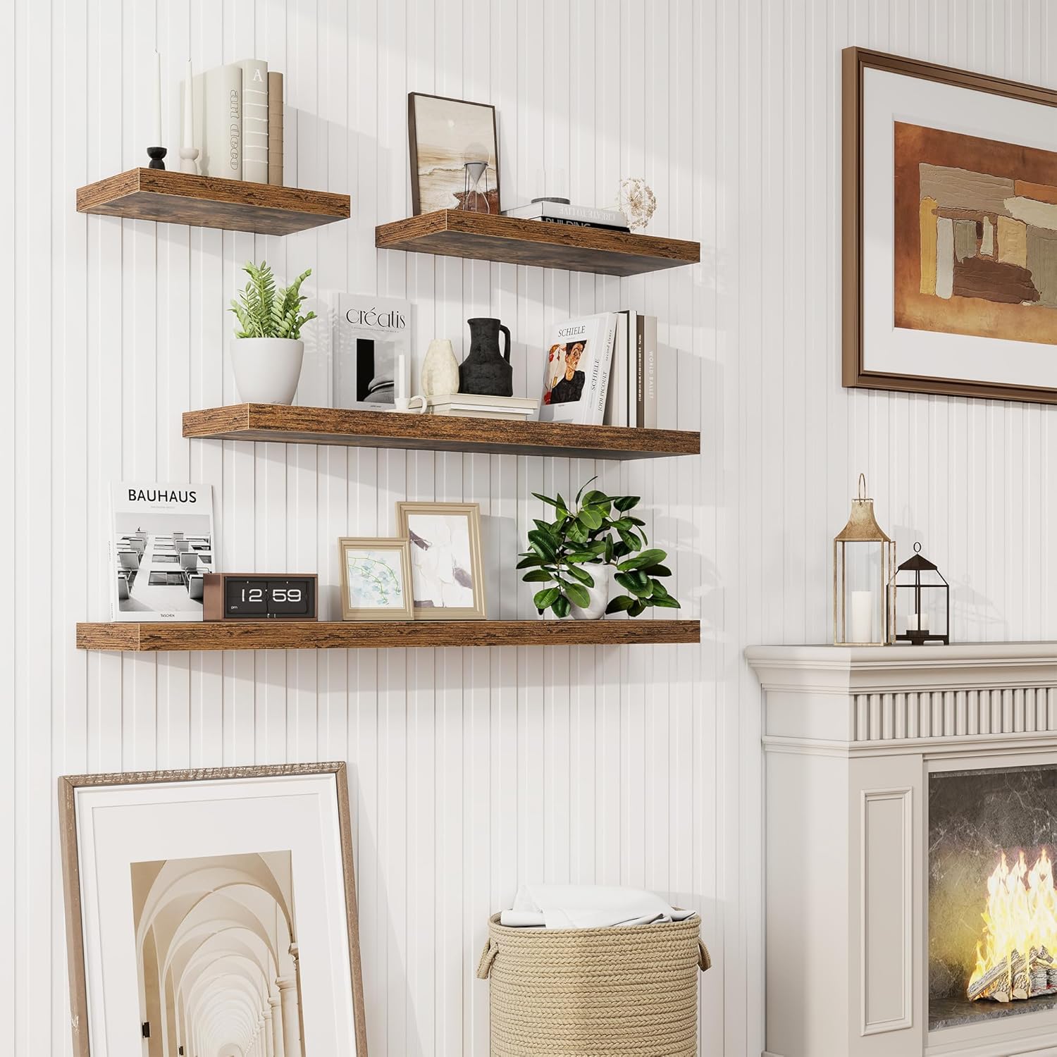 Marsmiles 30 Inch Floating Shelves 2 Pack Rustic Brown