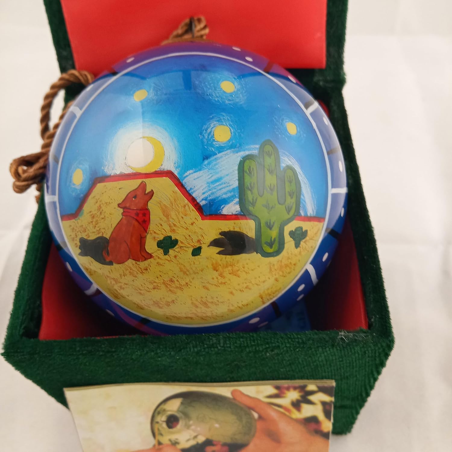 Cactus and Dog Fairyland Blue Glass Ornament