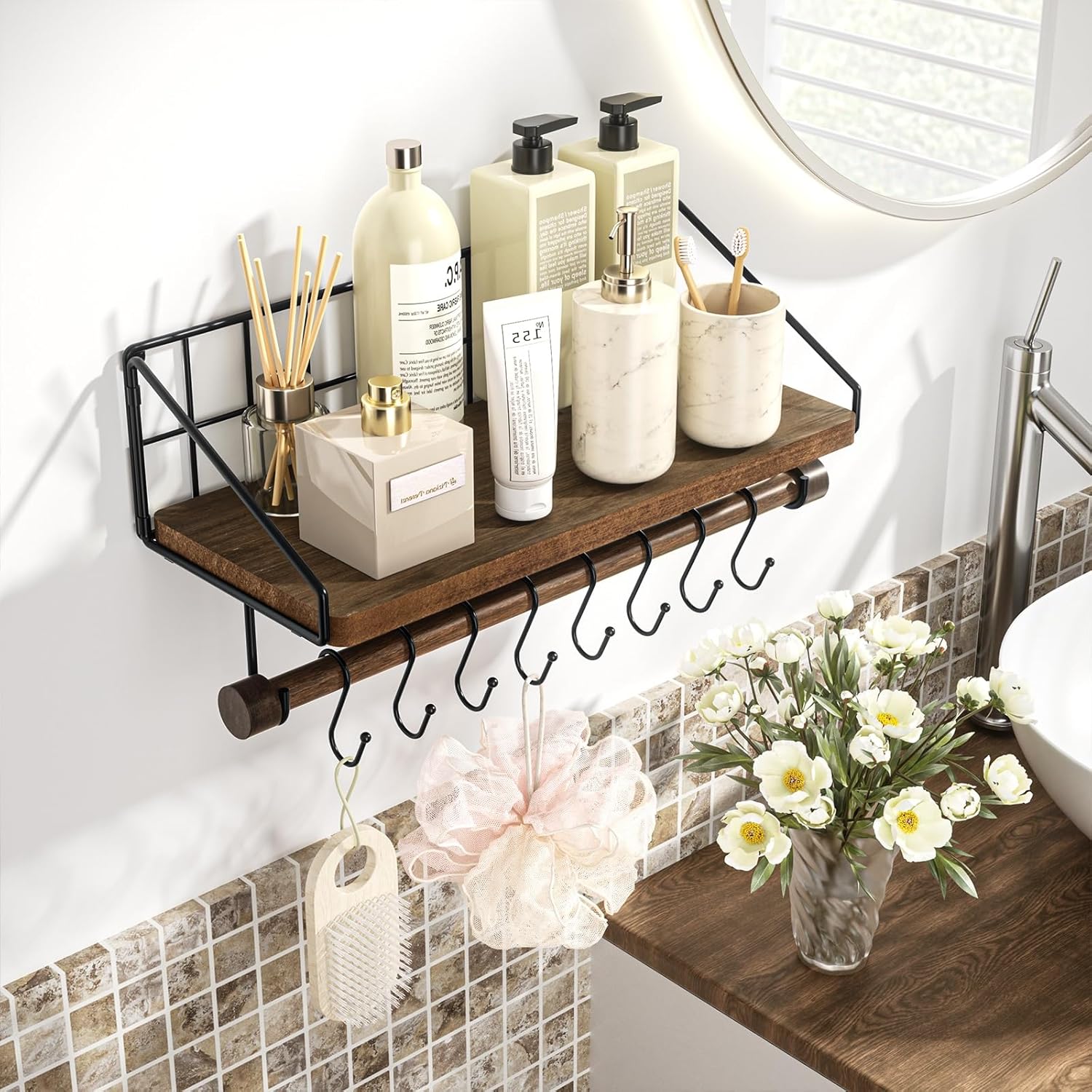 Alsonerbay Floating Shelf Wall-Mounted Kitchen Organizer