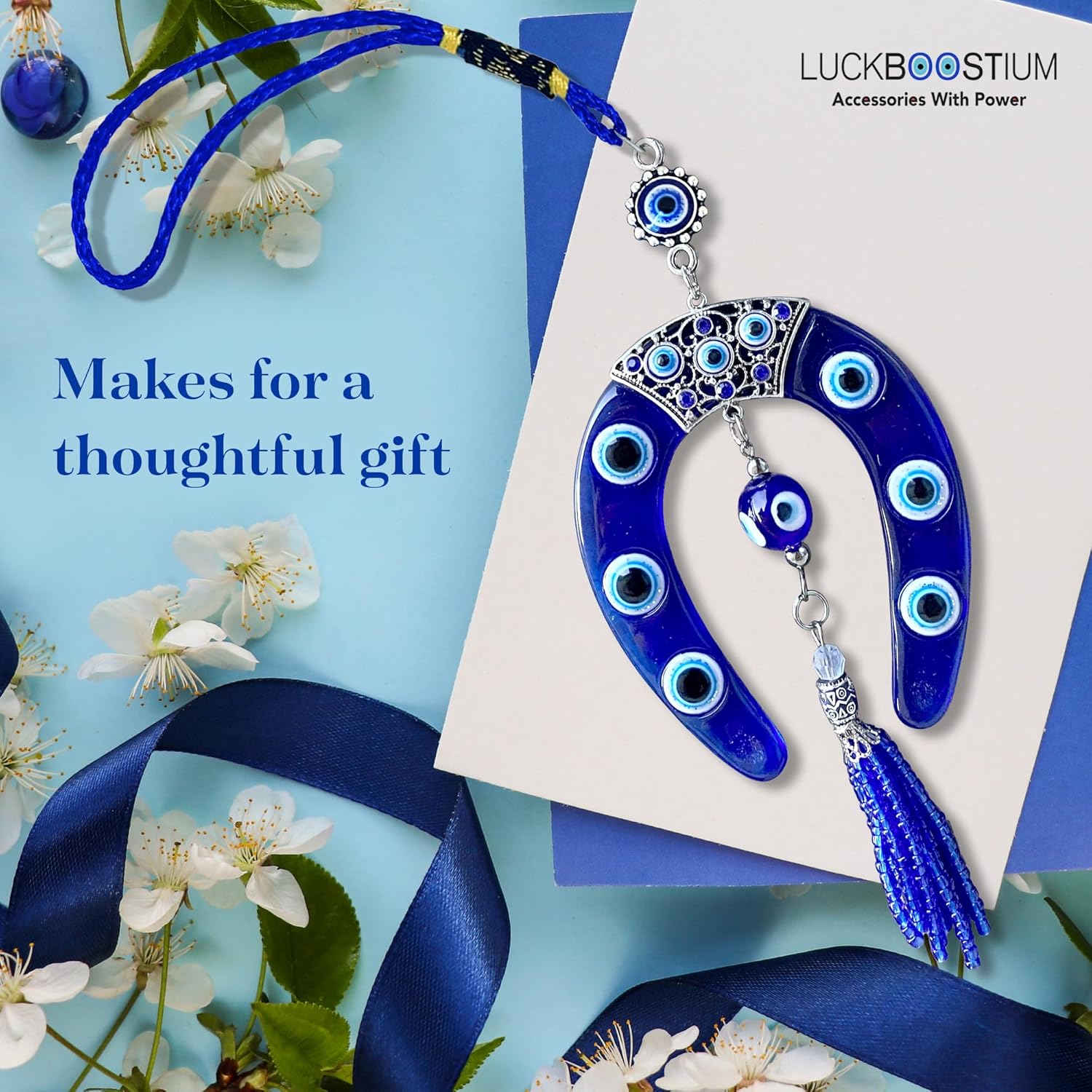 LUCKBOOSTIUM Evil Eye Horseshoe Charm Hanging Ornament
