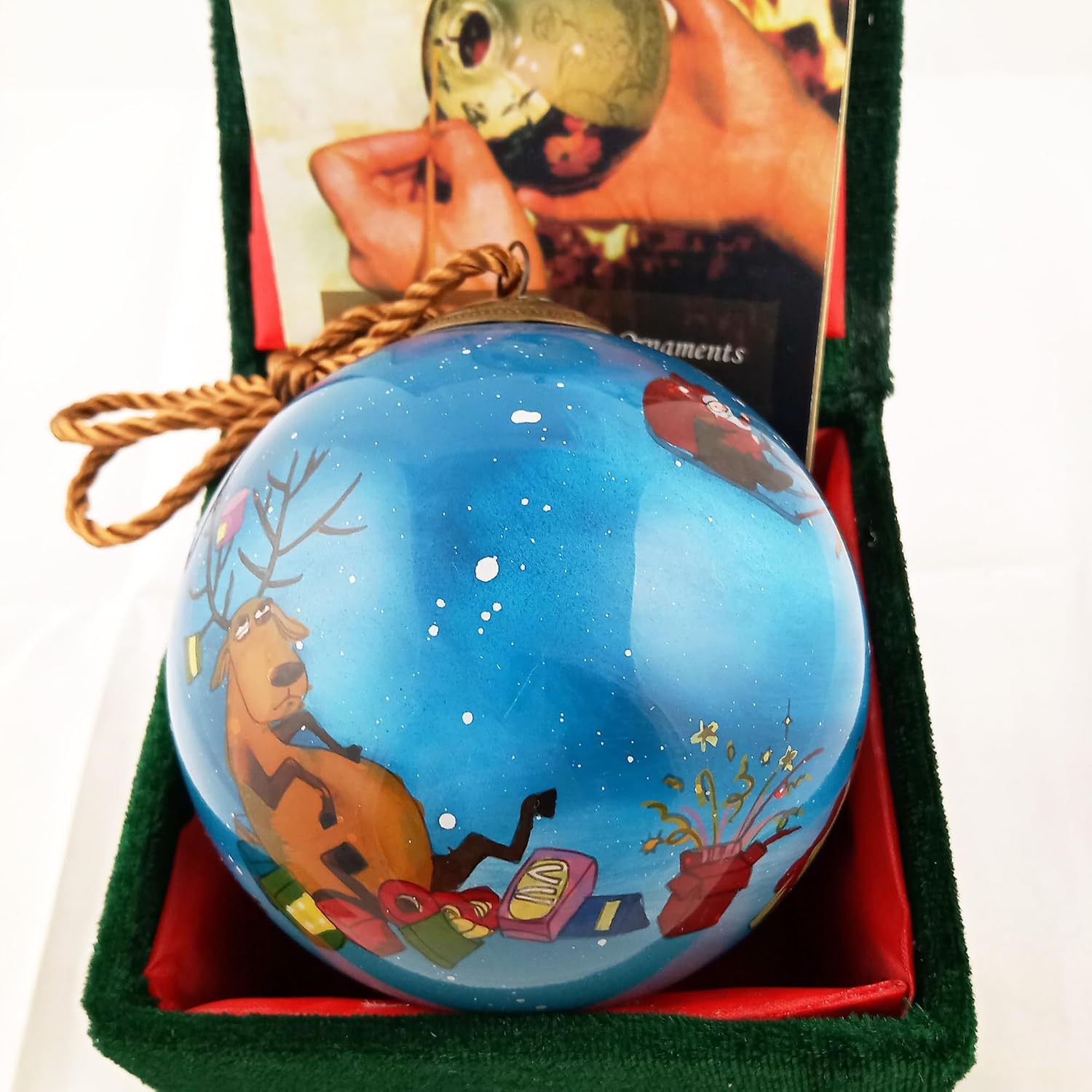 Festival Deer Hand-Painted Glass Ornament - Unique Artisan Gift