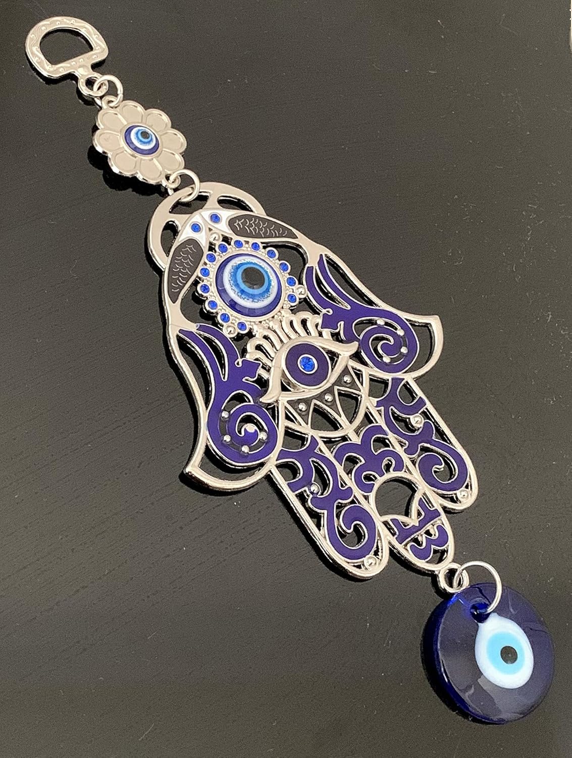 Betterdecor Blue Evil Eye Hamsa Hand Wall Hanging