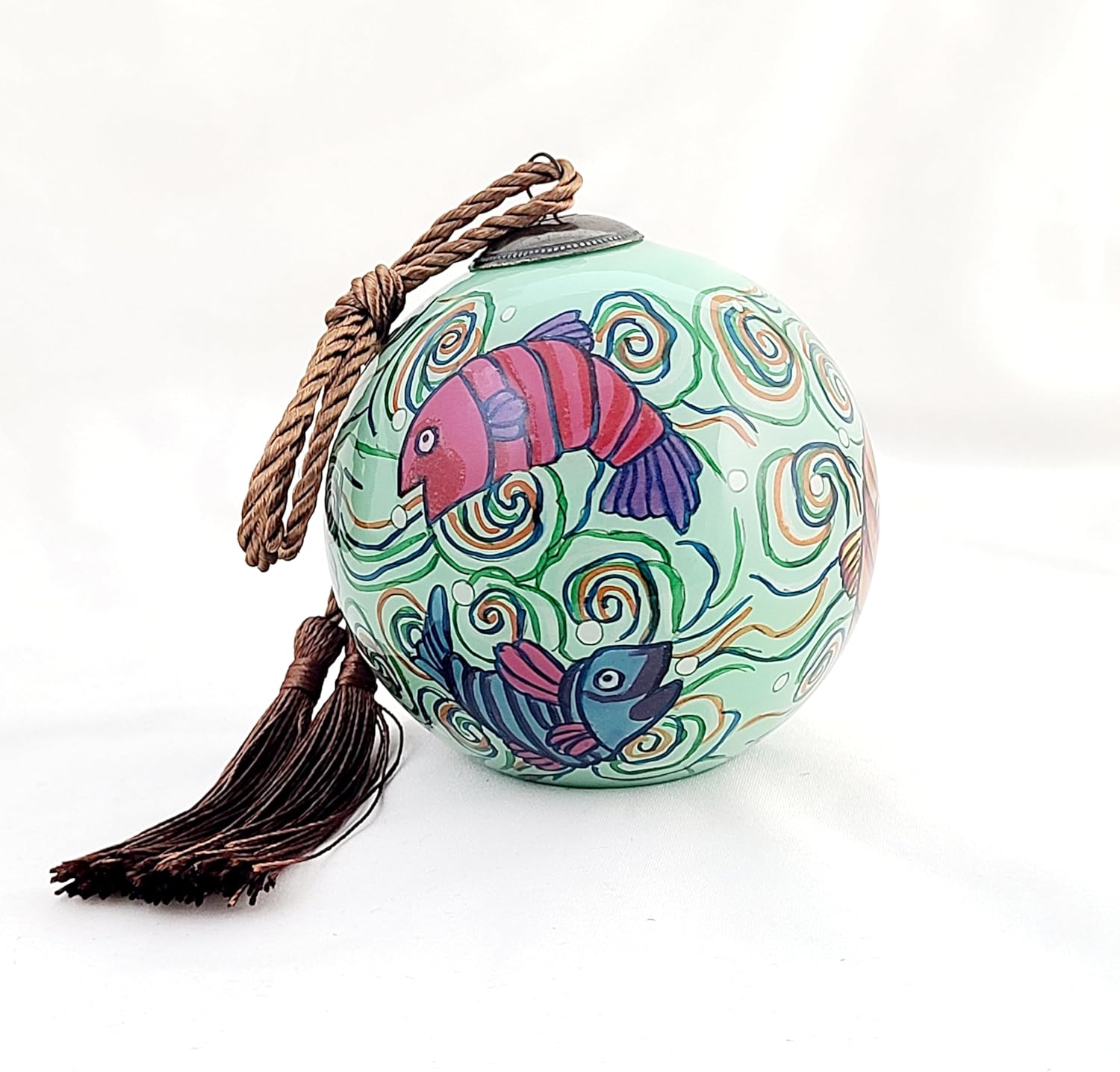 Colorful Fish Glass Ornament - Handcrafted Art Deco Piece
