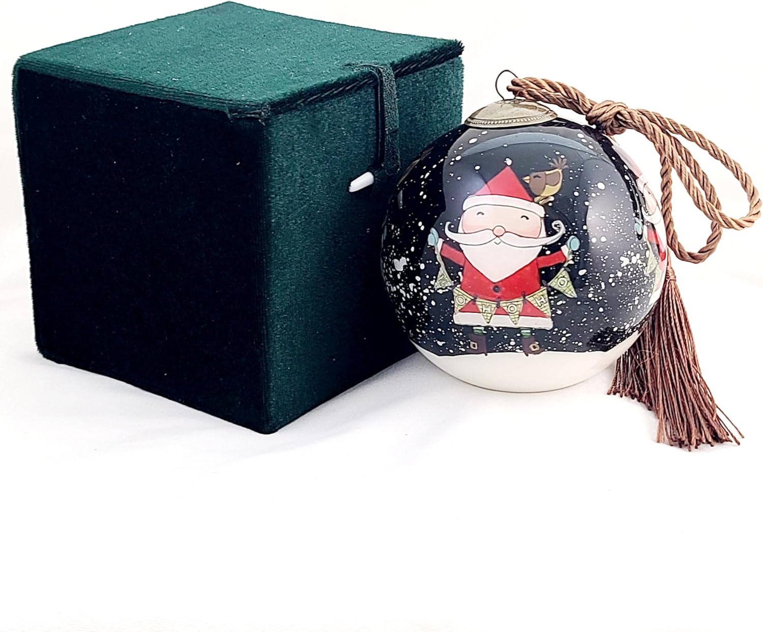 Hand-Painted Glass Santa HoHoHo Ornament - Unique Artisan Decor