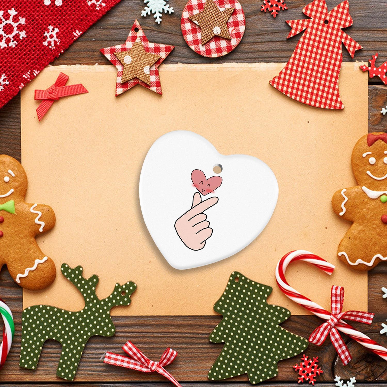 Stalsme Christmas Ornament Heart Shaped Plaque Decorations