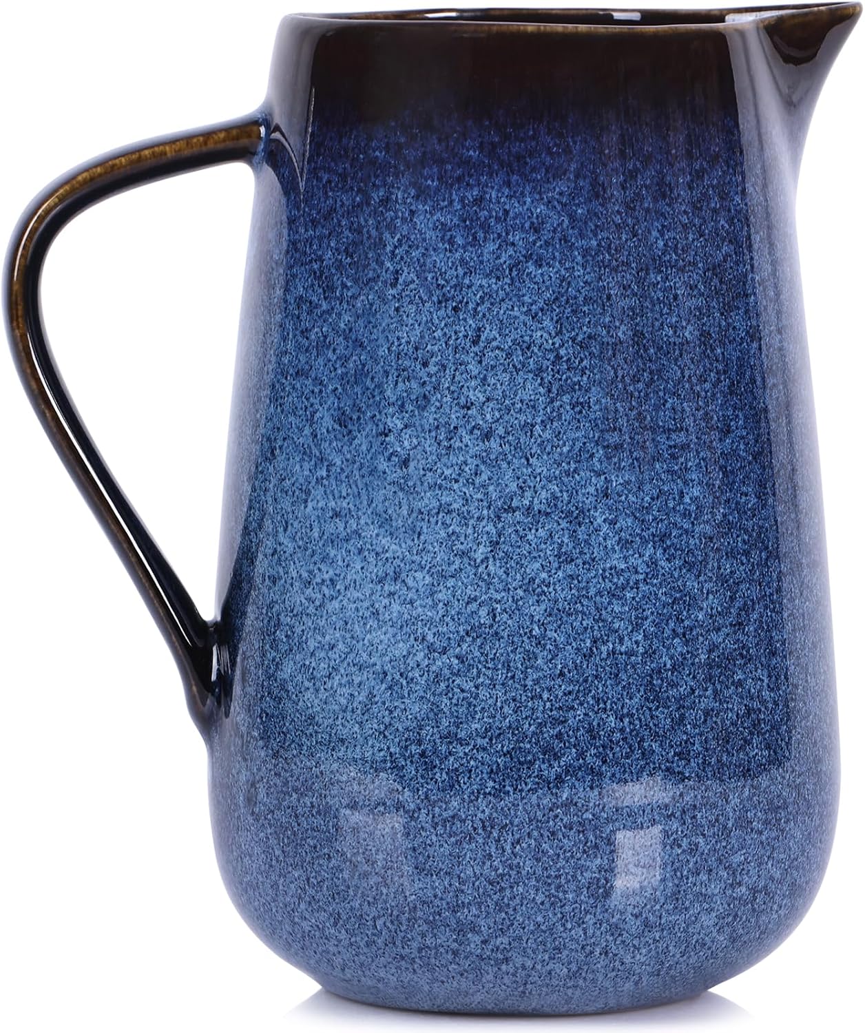 Blue Ceramic Pitcher Vase with Handles for Home Decor