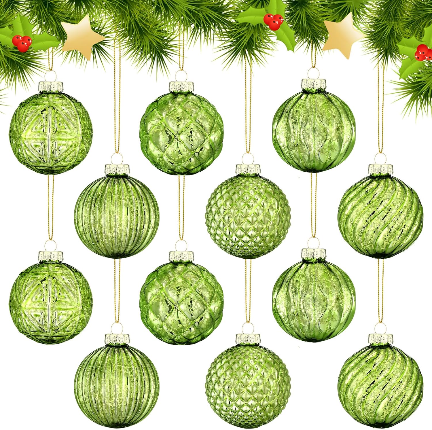 Jenaai 12 Pcs 236 Inch Glass Christmas Ball Ornaments
