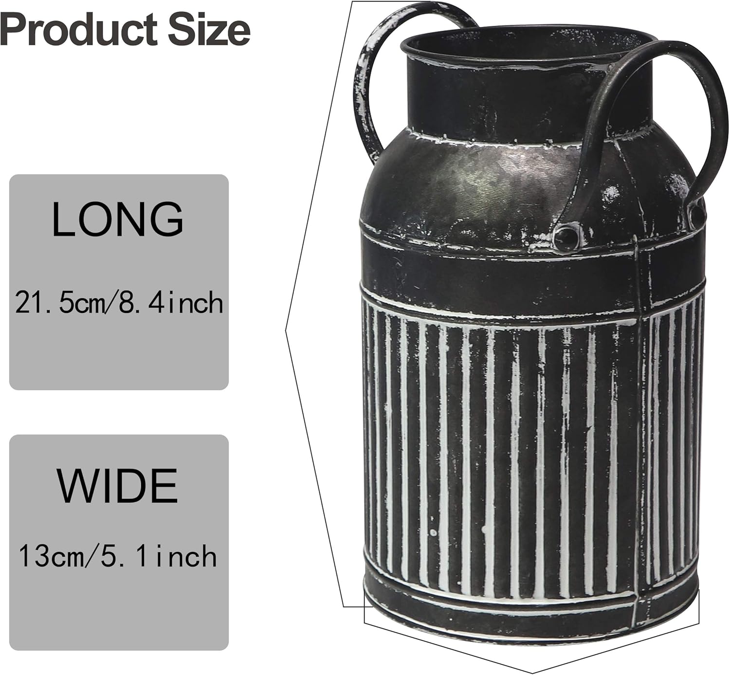 Farmhouse Galvanized Bucket Vase - Black