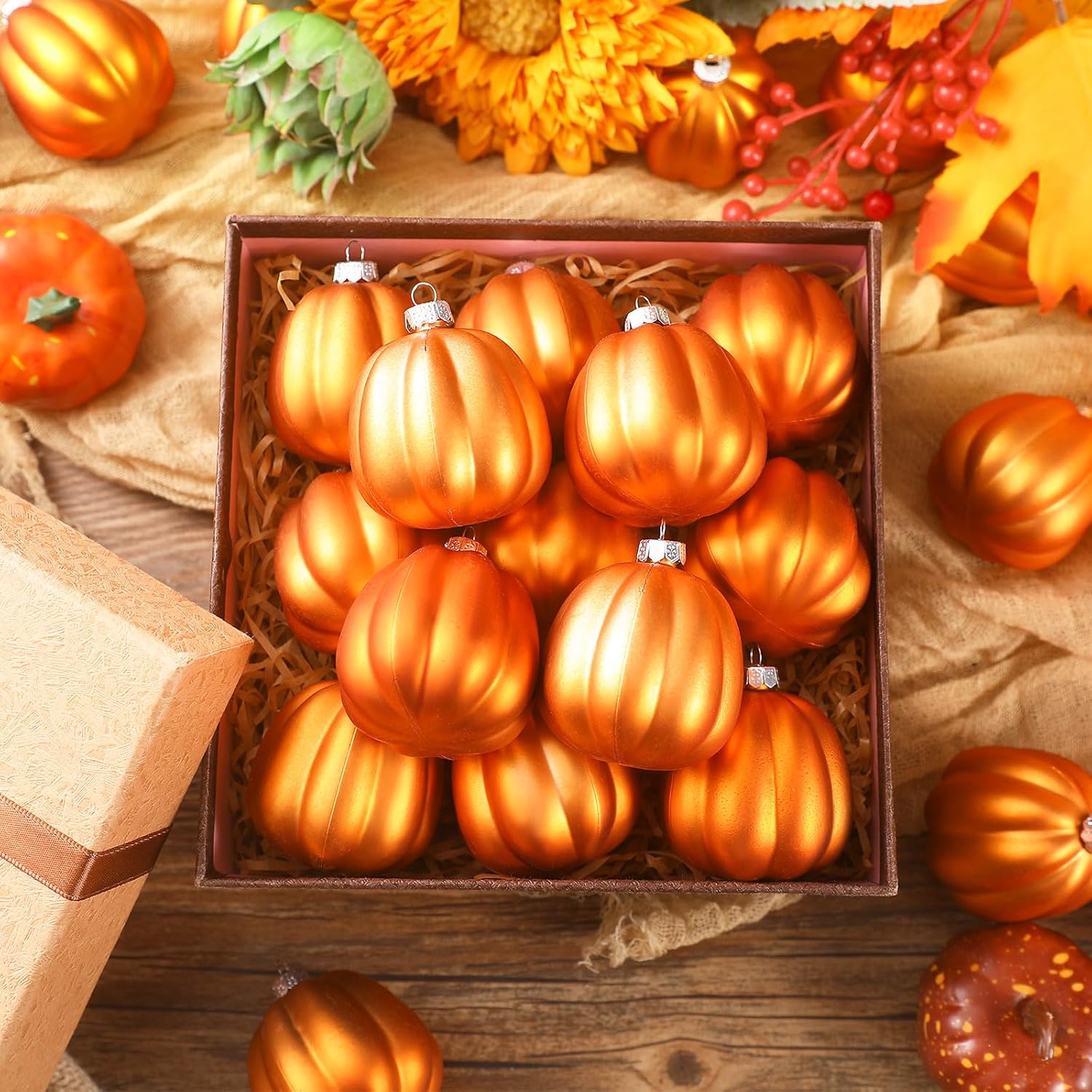 Tigeen 24 Pcs Fall Pumpkin Hanging Ornaments