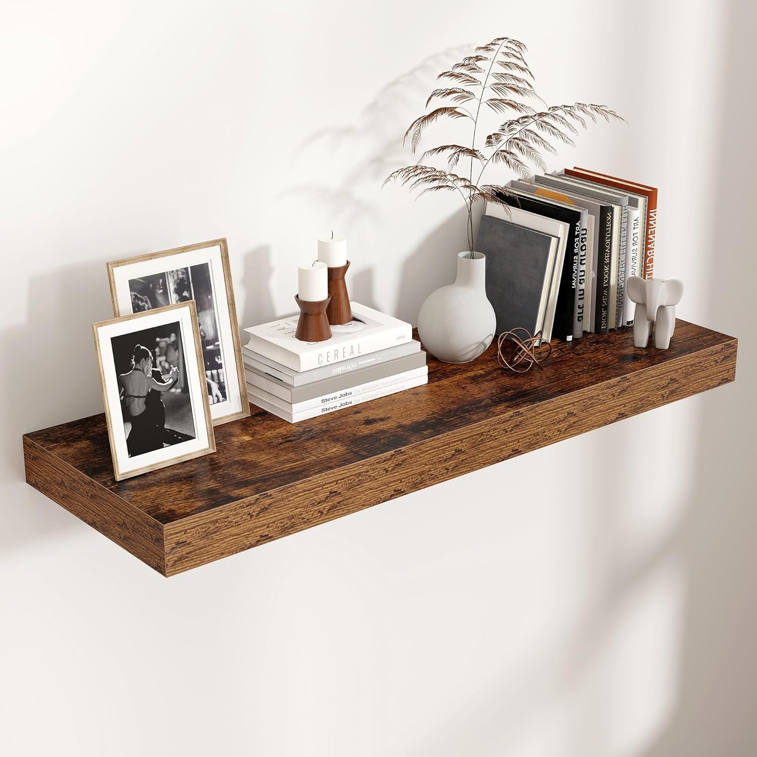 Venusmiles 36 Inch Wide Floating Wall Shelf - Brown