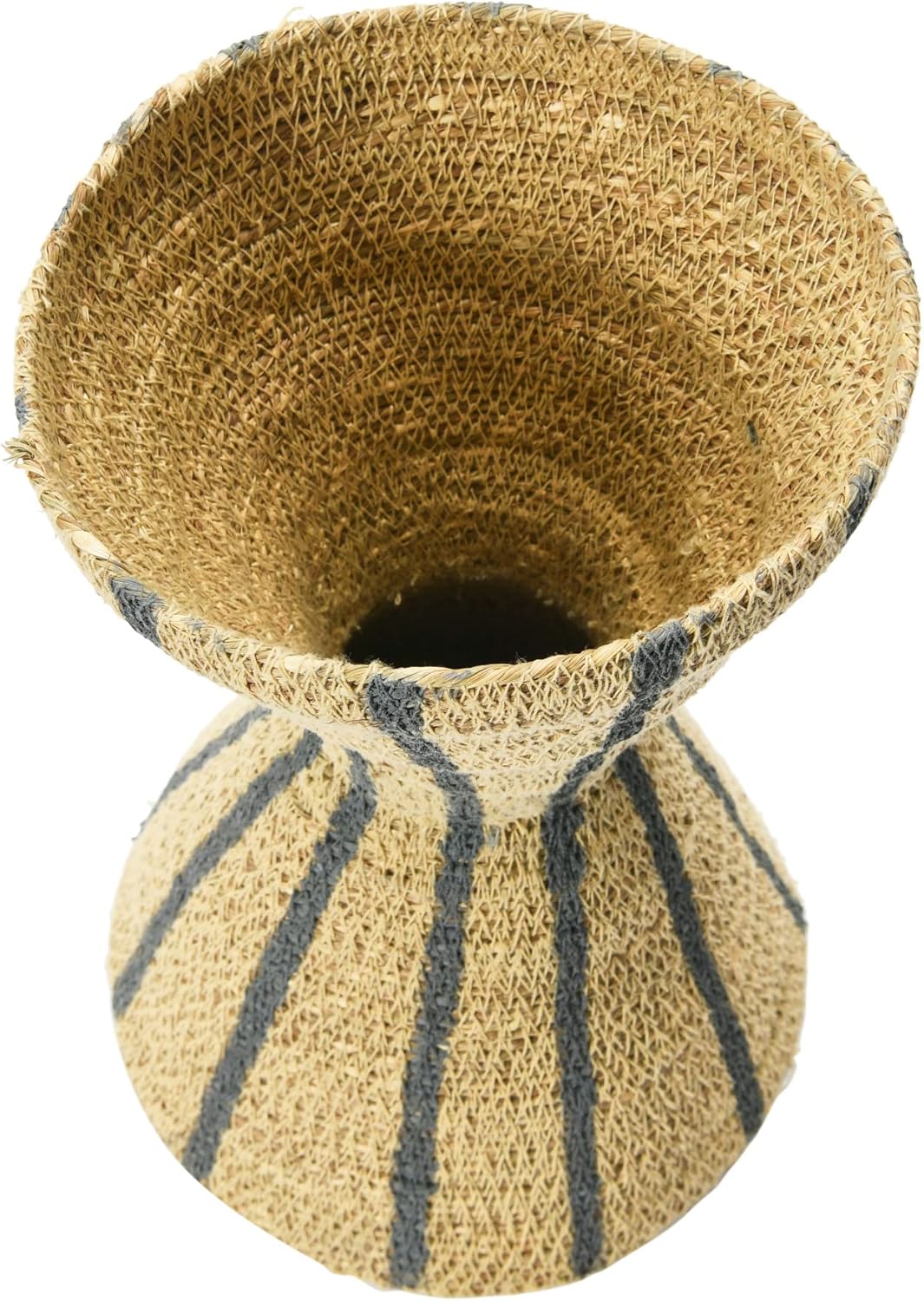 Bloomingville Hourglass Shape Seagrass Vase with Stripes