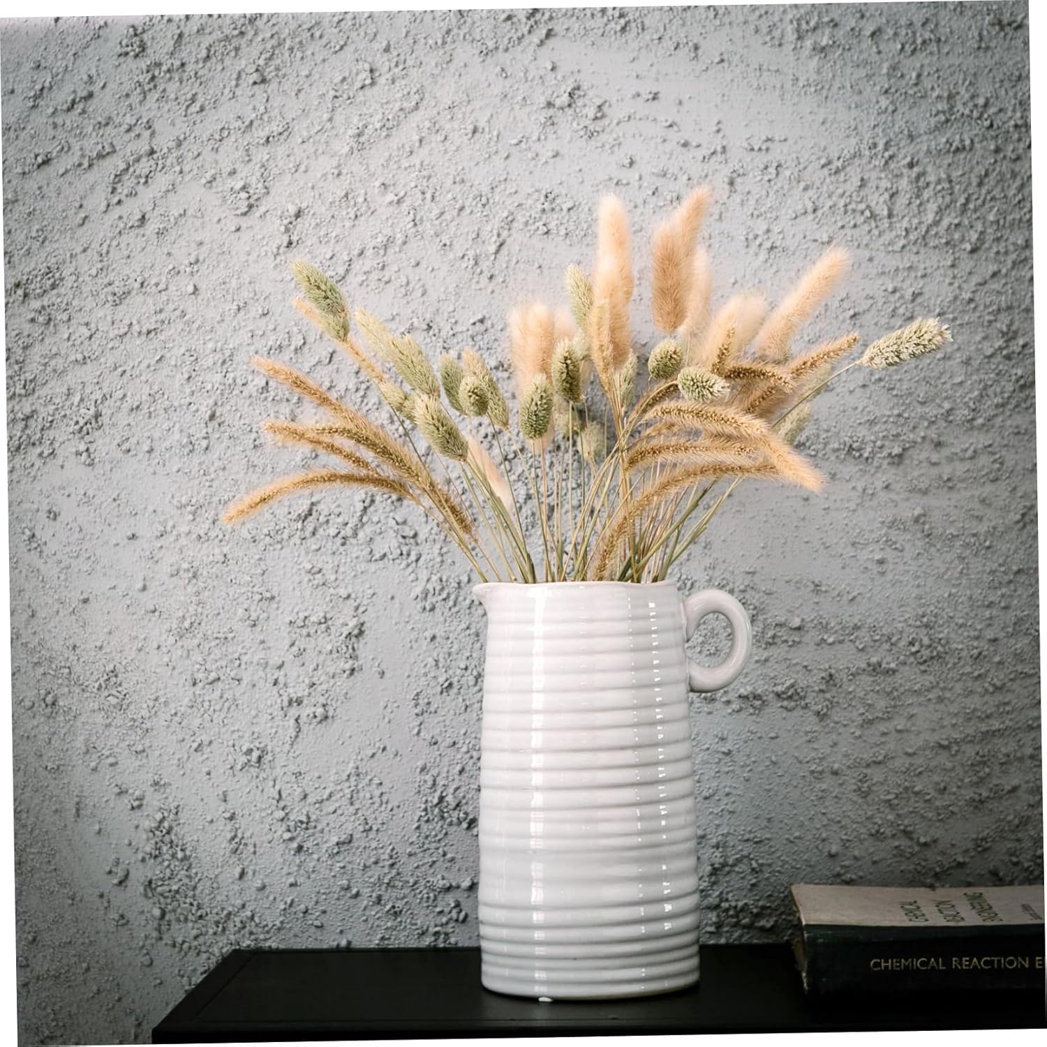 White Ceramic Vase 8 Inch Tall Modern Farmhouse Decor