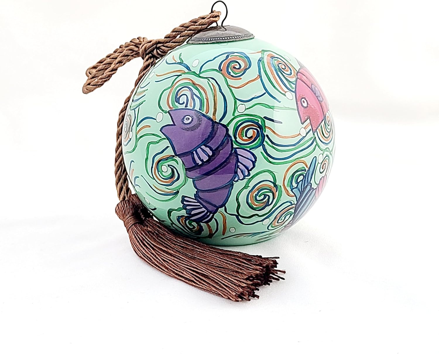 Handmade Painted Glass Fish Ornament with Gift Box