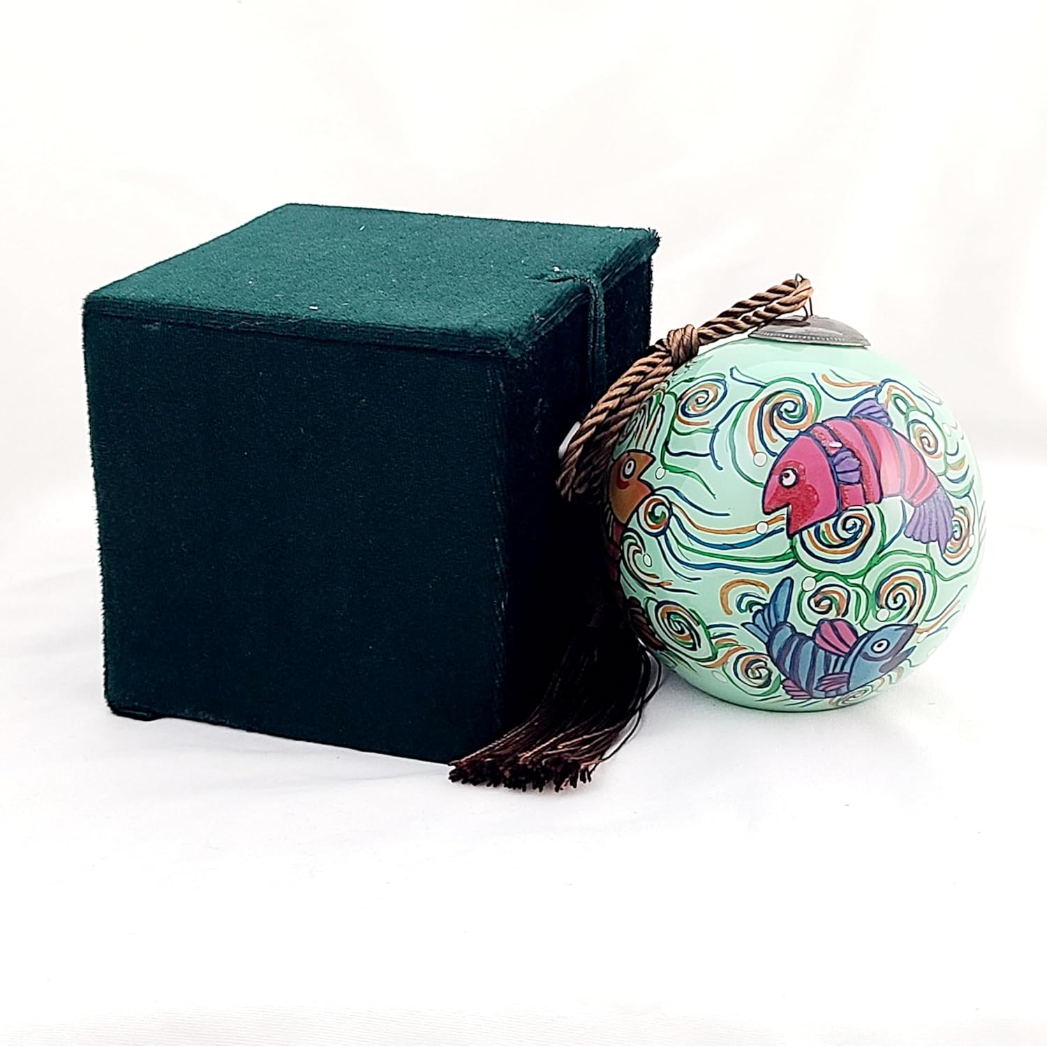 Handmade Painted Glass Fish Ornament with Gift Box