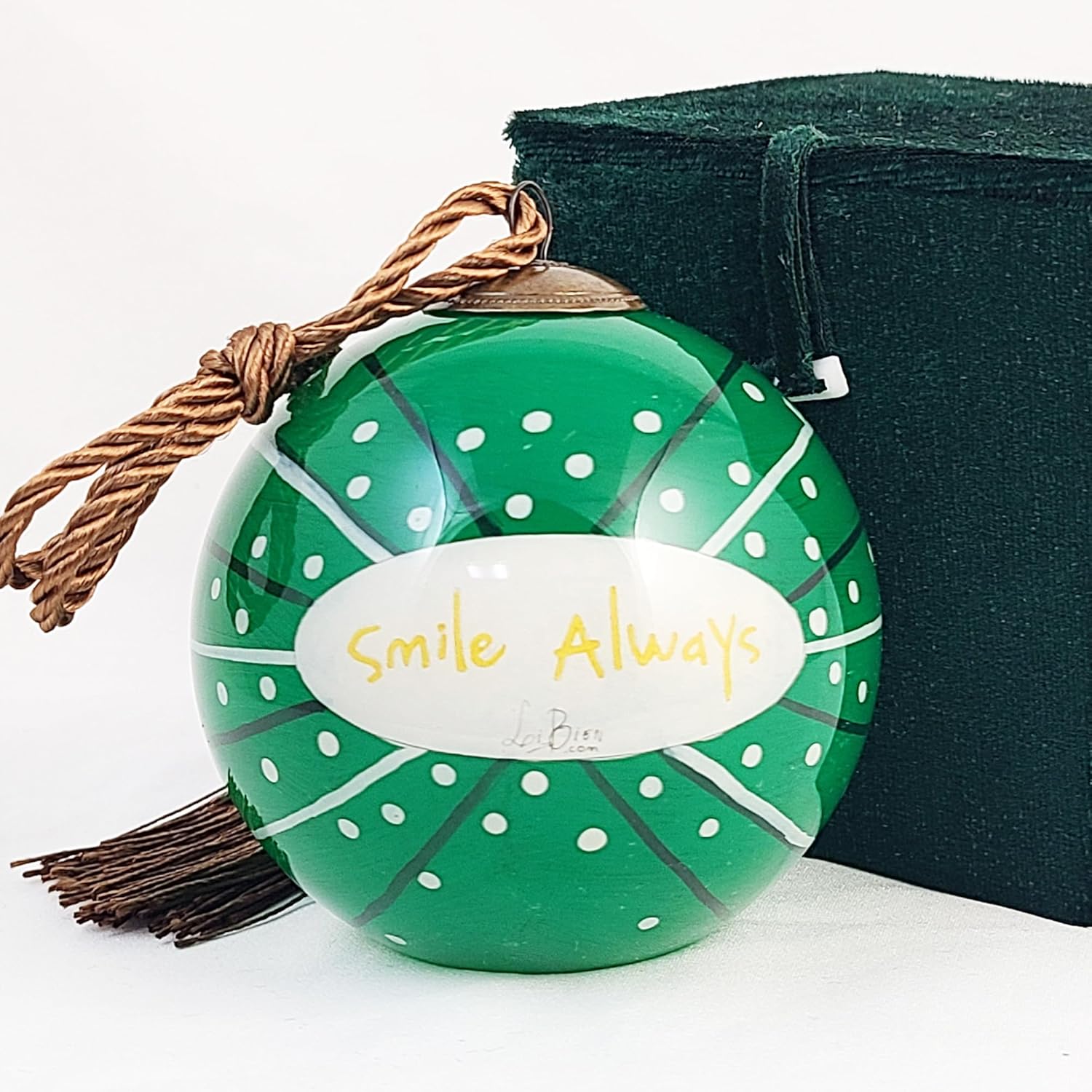 Raccoon Green Handcrafted Glass Ornament - Wildlife Art Collection