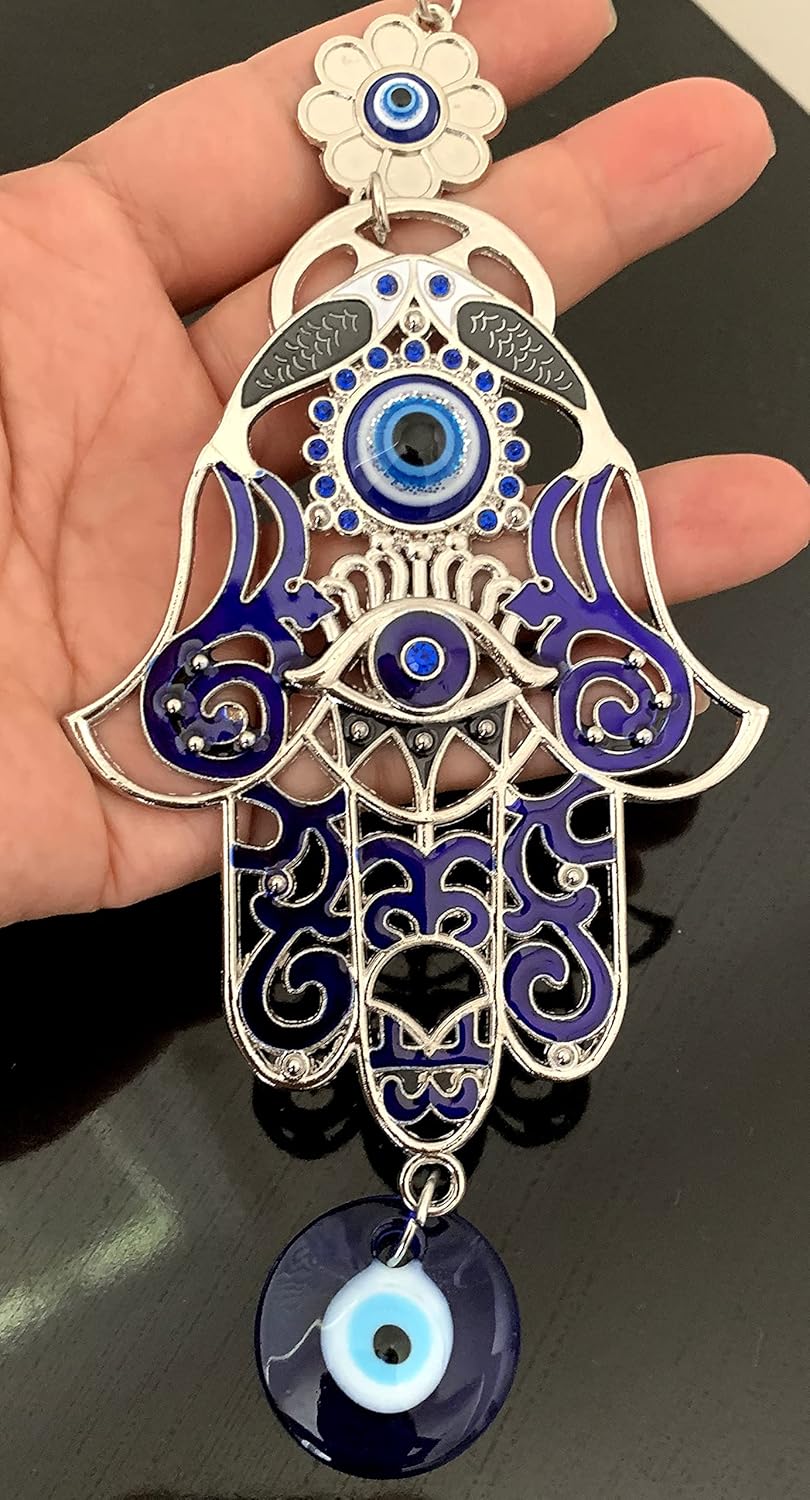 Betterdecor Blue Evil Eye Hamsa Hand Wall Hanging