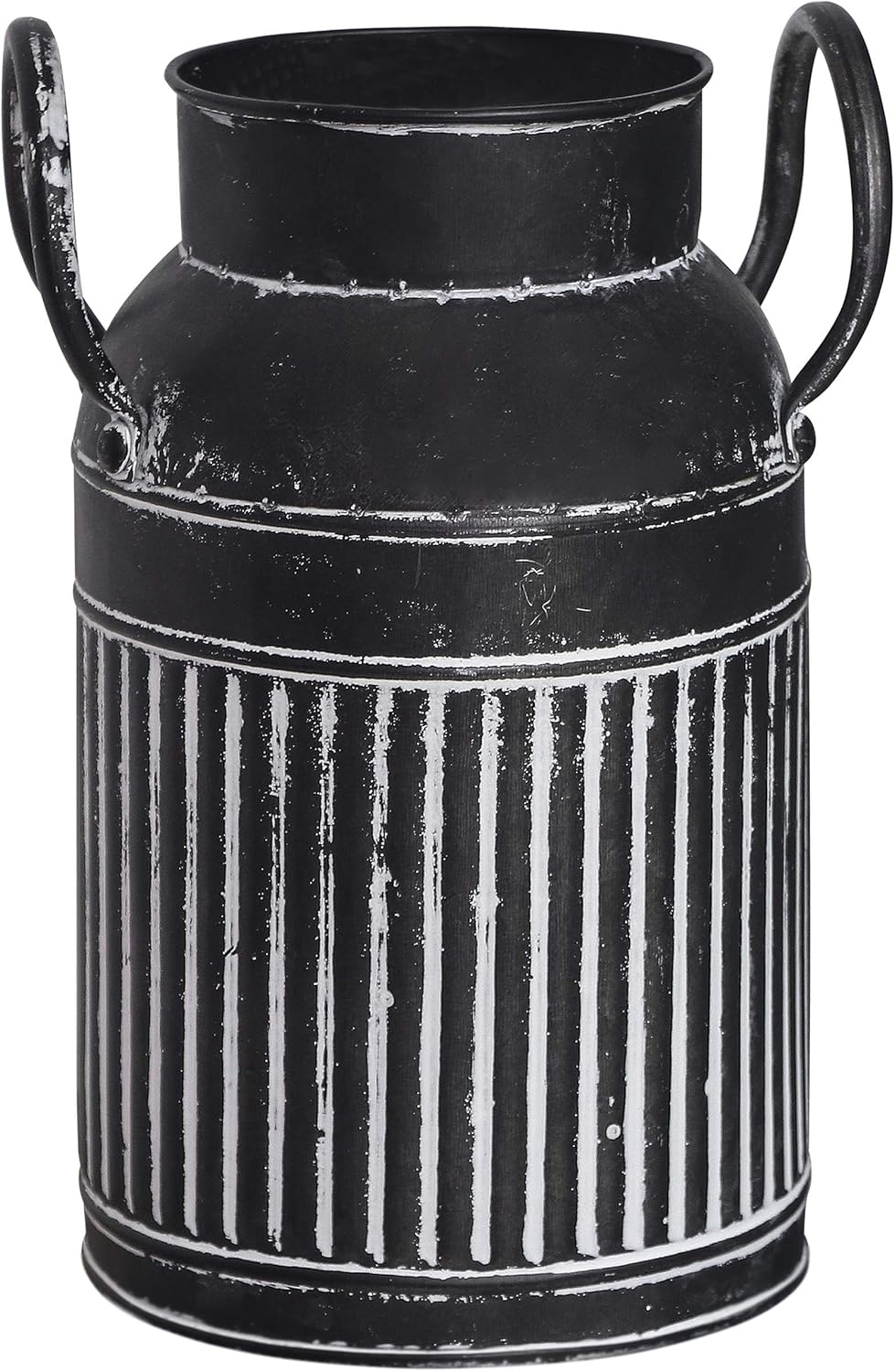 Farmhouse Galvanized Bucket Vase - Black