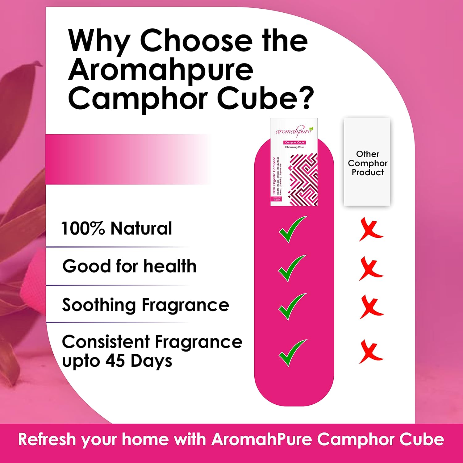 Aromahpure Camphor Cube Set of 2 with Rose Jasmine Fragrance