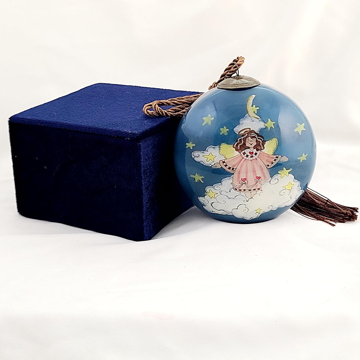 Hand-Painted Angel Glass Ornament - Artisan Crafted Collectible