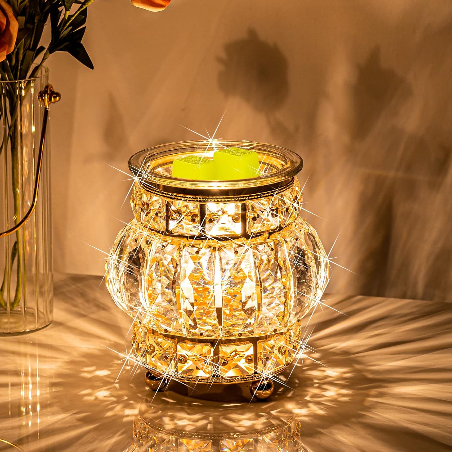 MAXWINER Wax Melt Warmer Wrought Iron Crystal for Home Office Living Room