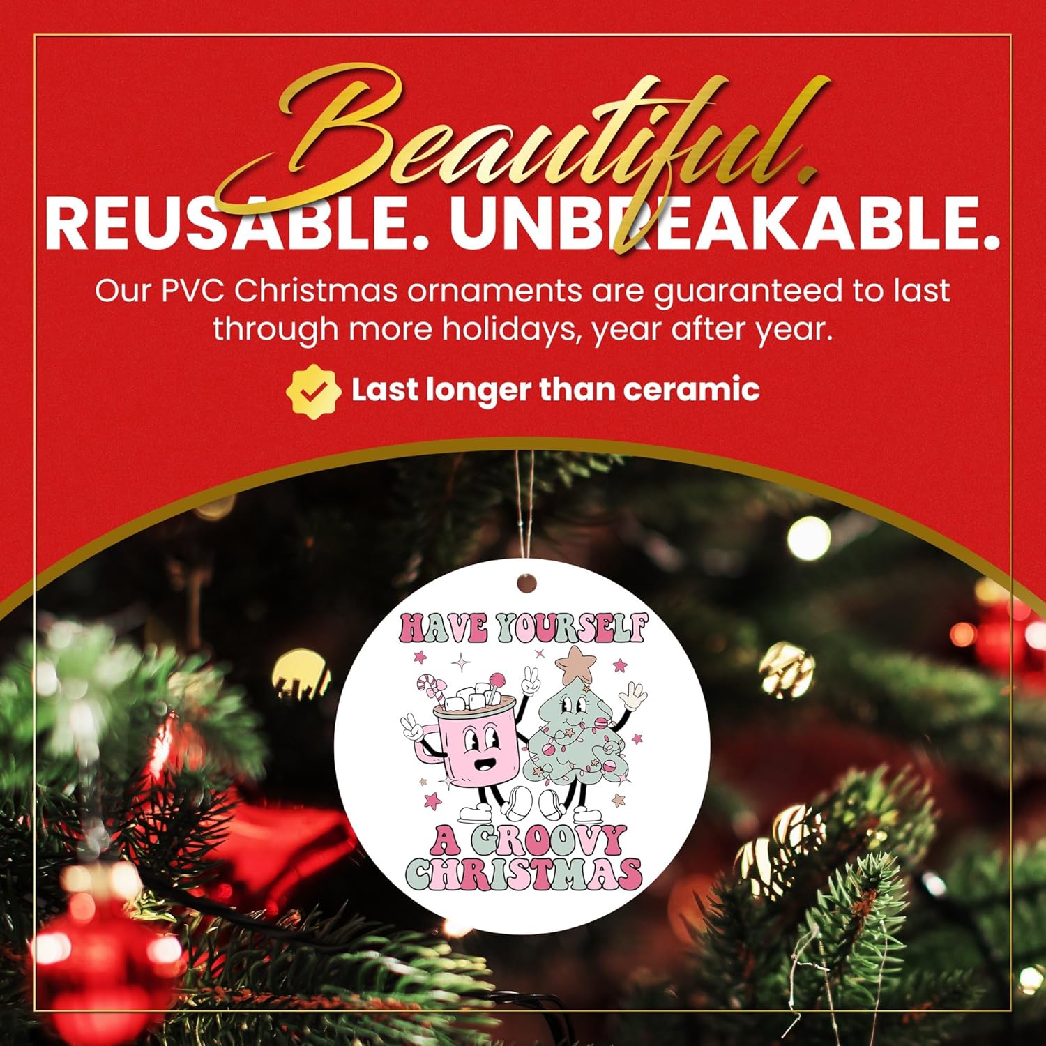 Have Yourself A Groovy Christmas Ornament 3 Inch Round PVC