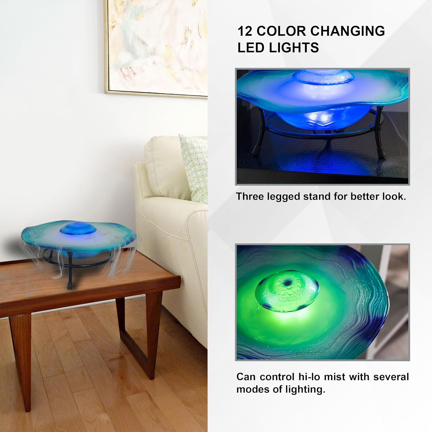 XBrand Tabletop Mist Fountain with LED Lights