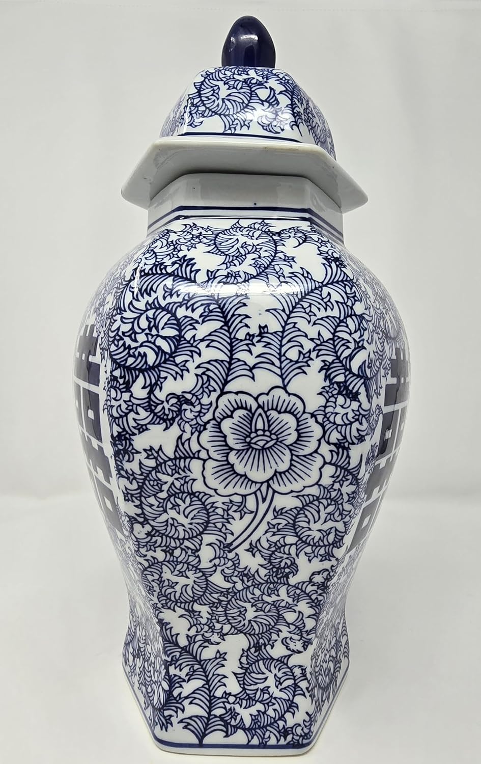 14 Inch Classic Blue and White Porcelain Ginger Jar Vase