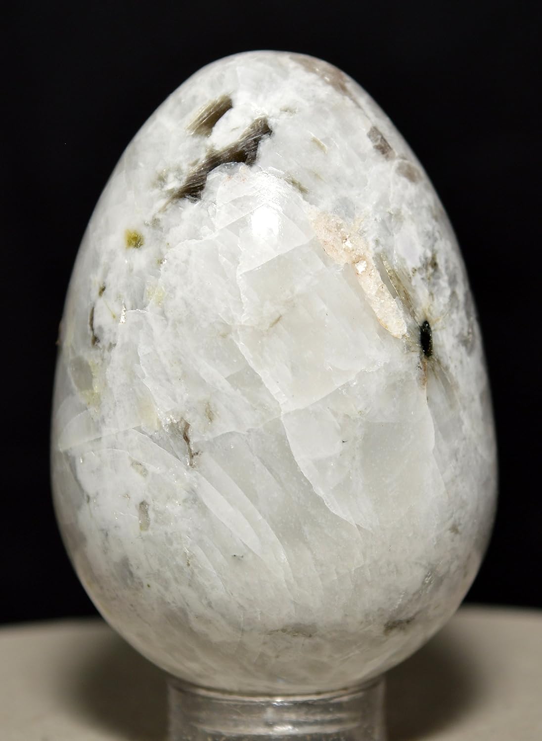 HQRP 46mm Rainbow Moonstone Egg with Plastic Stand