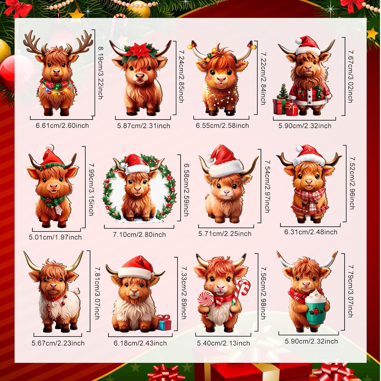 Wenqik 36 Pcs Wooden Christmas Cow Decor Set