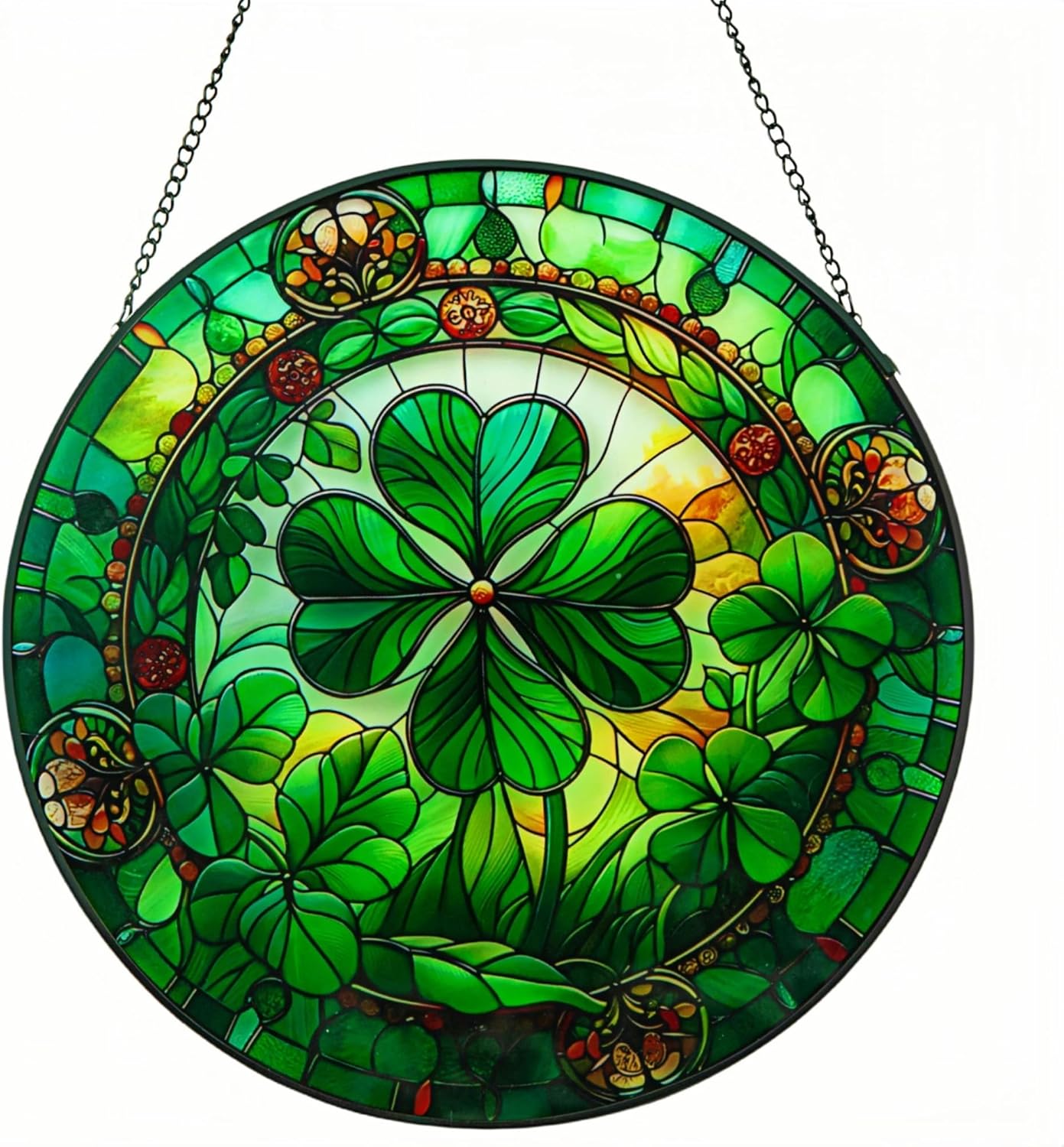 10 Piece Stained Glass Shamrock Sun Catcher Decor