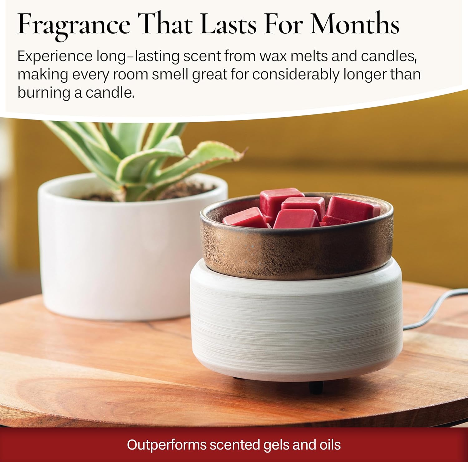 2-In-1 Candle and Fragrance Warmer with Whitewashed Bronze