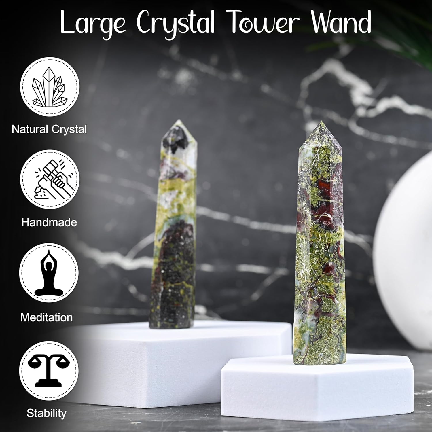 Crocon Large Crystal Tower Wand for Reiki and Meditation