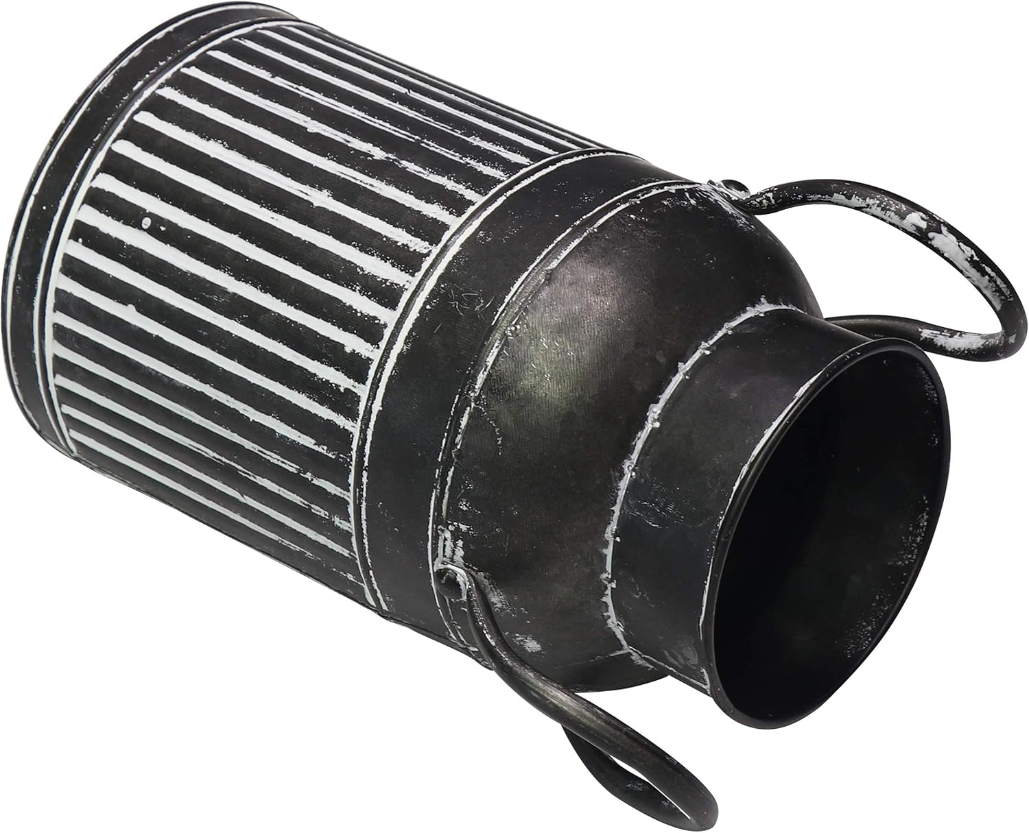 Farmhouse Galvanized Bucket Vase - Black