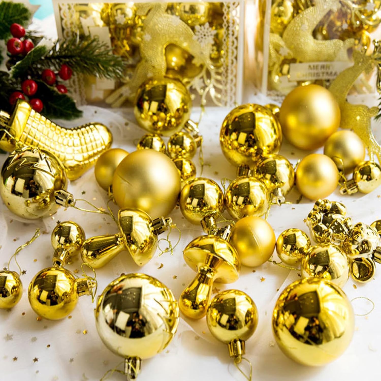 Shatterproof Christmas Tree Ornaments with Colorful Designs