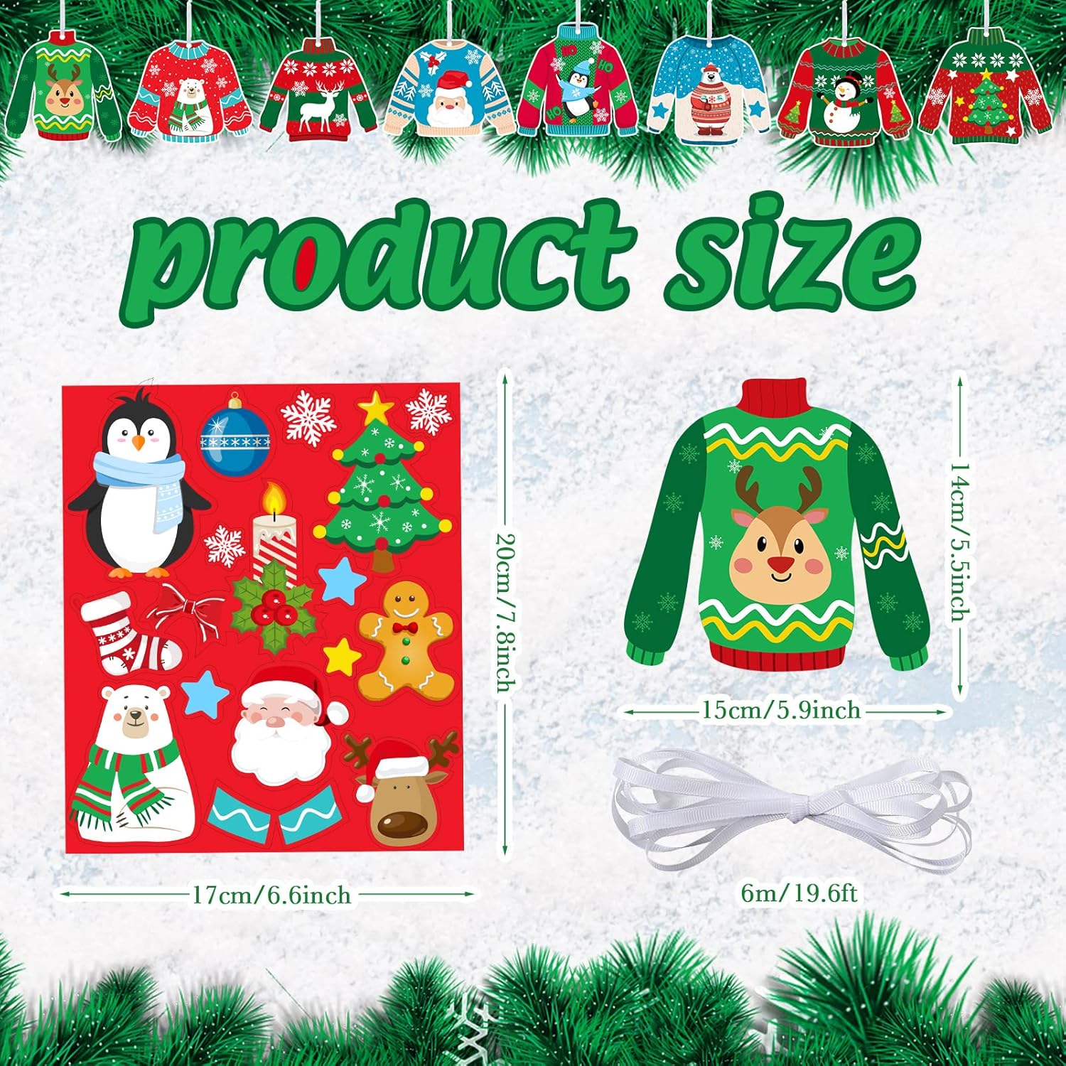 Funrous 24 Pcs Christmas Ugly Sweater DIY Ornaments Kit