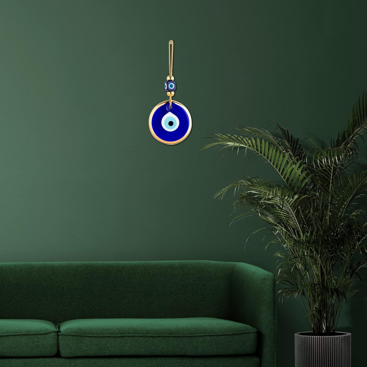 BCS Blue Evil Eye Wall Decor with Gold Border