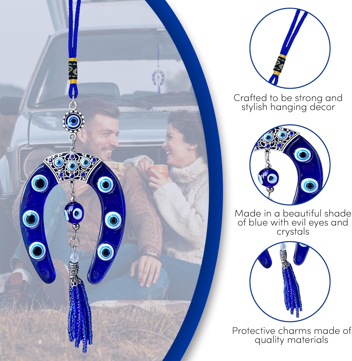 LUCKBOOSTIUM Evil Eye Horseshoe Charm Hanging Ornament