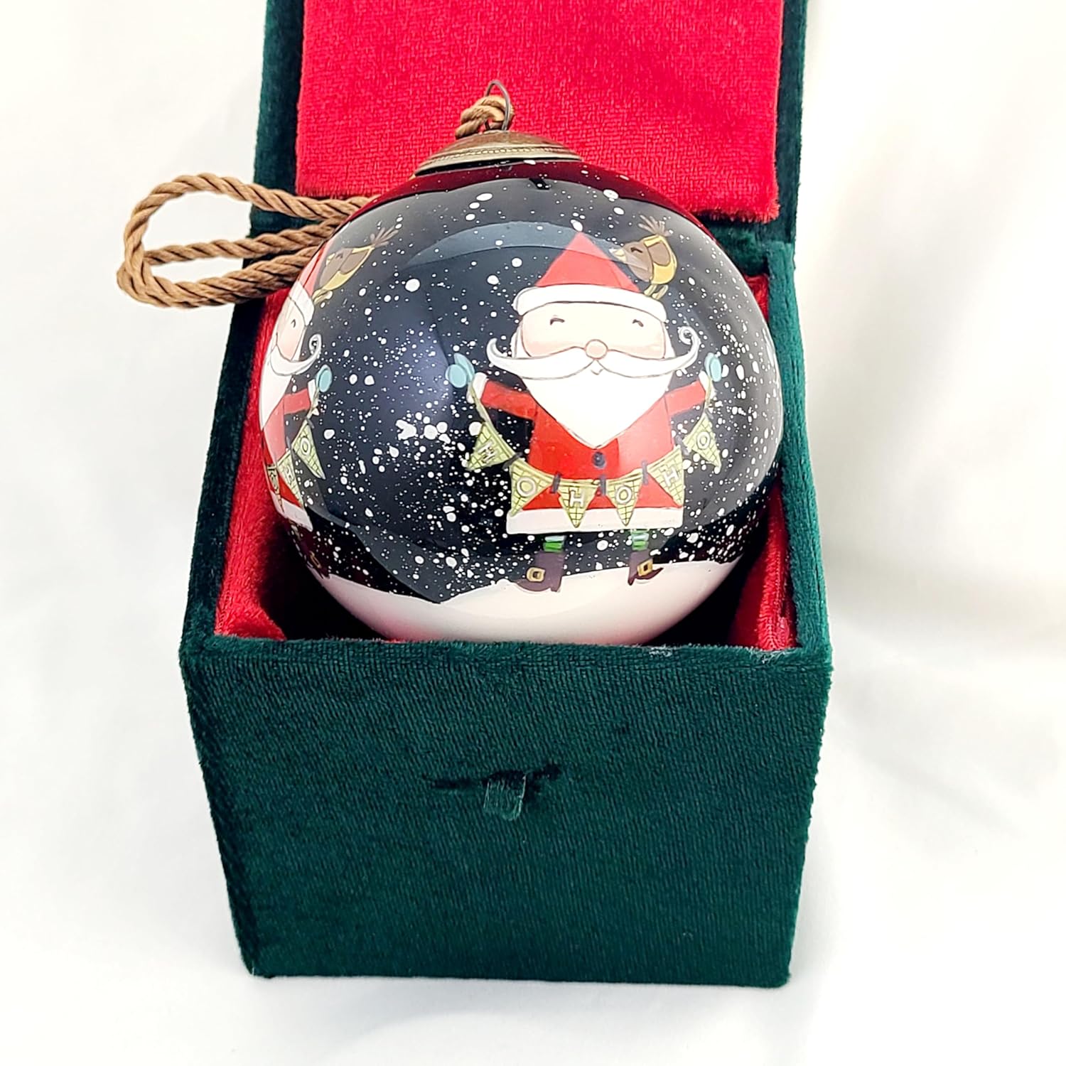 Hand-Painted Glass Santa HoHoHo Ornament - Unique Artisan Decor