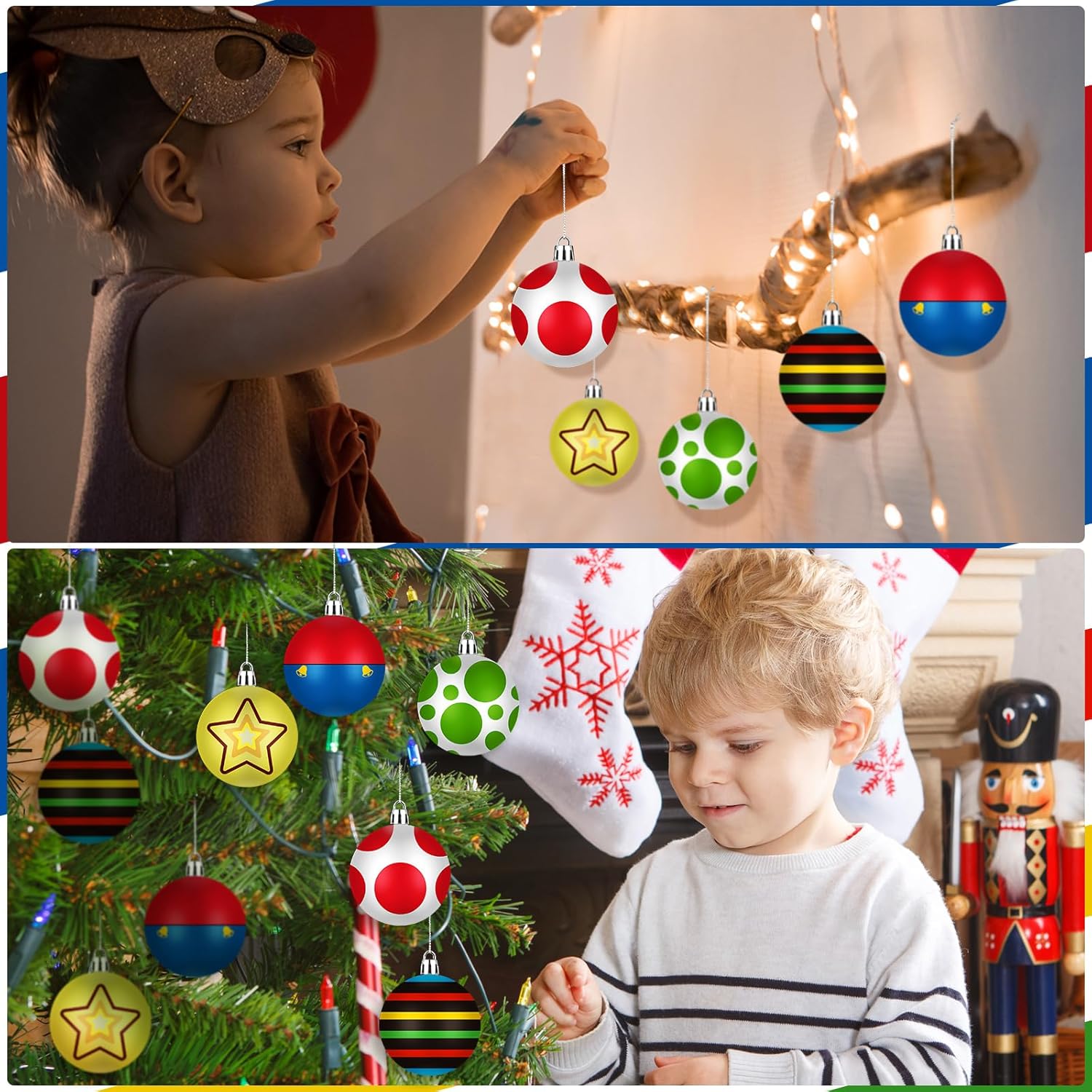 15 Pcs Glittering Christmas Balls Ornament Set