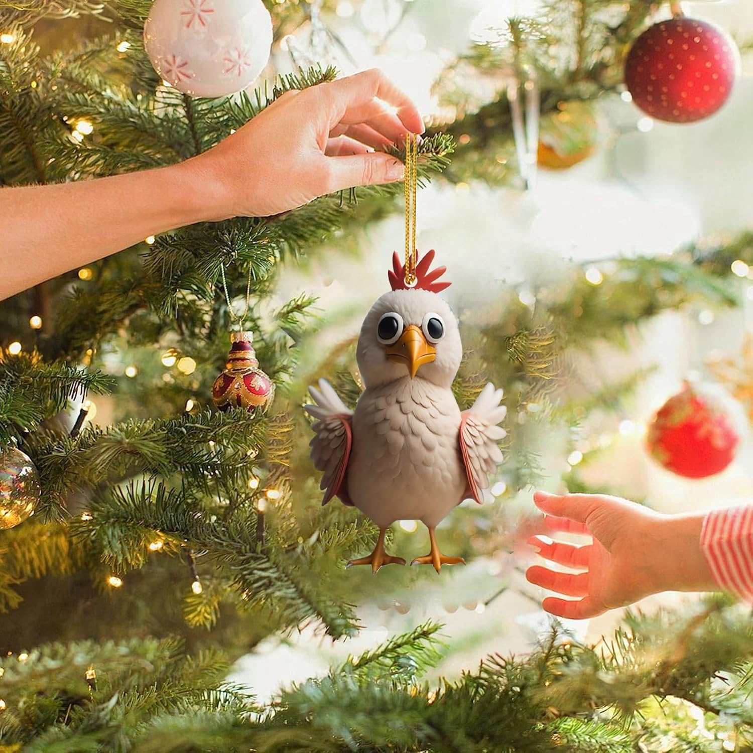 6pcs Cute Cartoon Rooster Christmas Decorations
