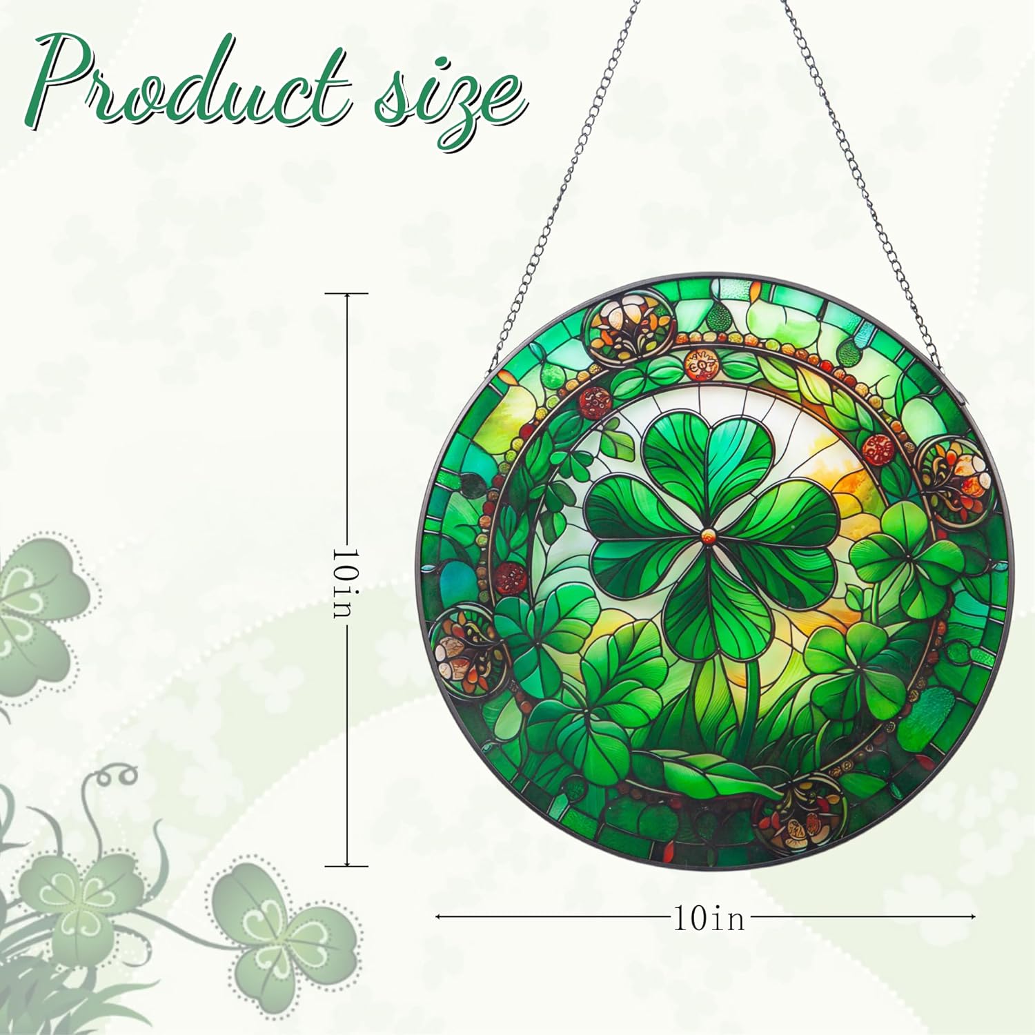 10 Piece Stained Glass Shamrock Sun Catcher Decor